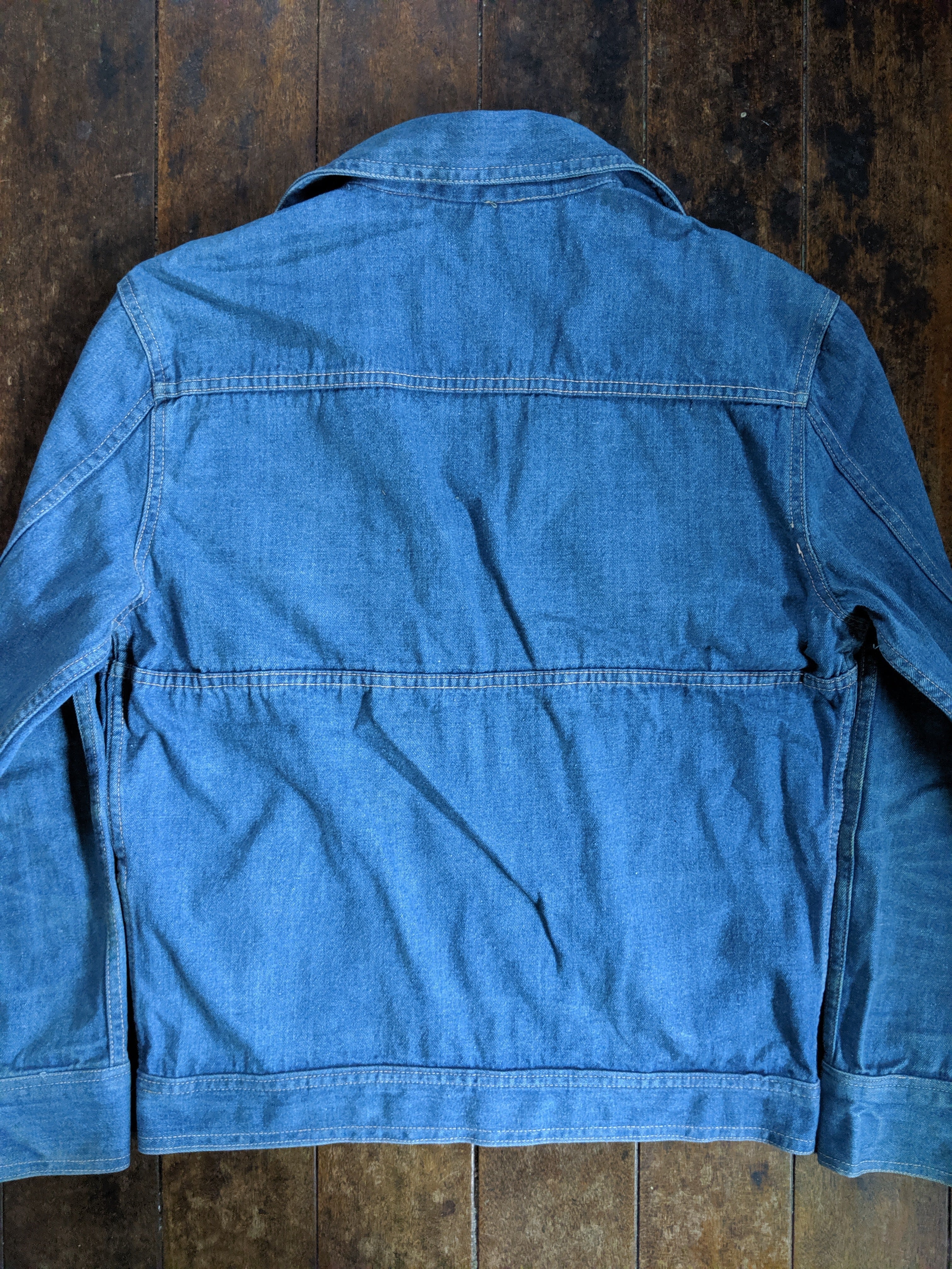 ワーク ☆ 70 s ハンテン デニム ジャケット ジップ アタリ ビンテージ 