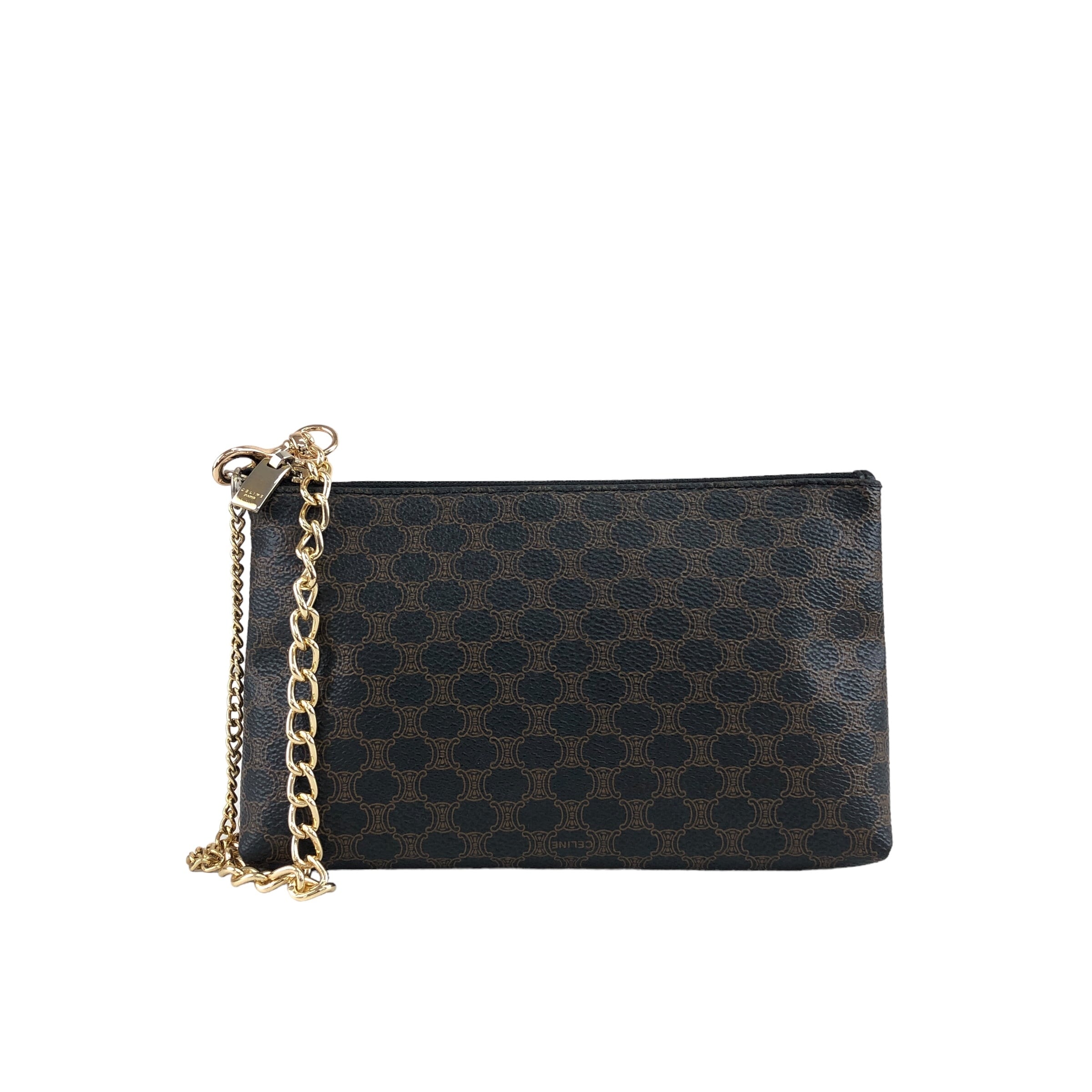 CELINE セリーヌ マカダム ポーチ ブラック PVC チェーン vintage