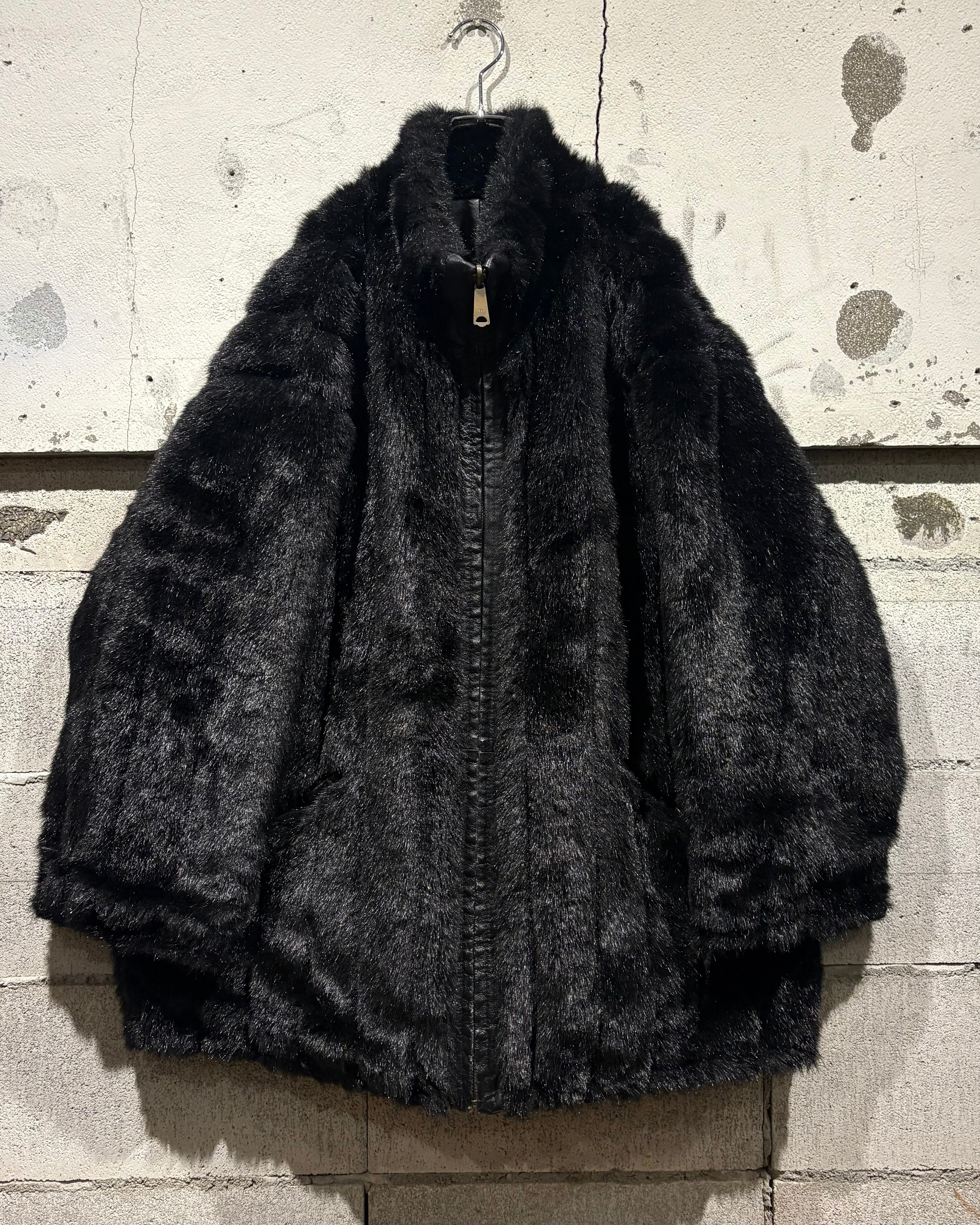 Caka otto】“Reversible” Leather × Faux Fur Zip Up Jacket | Caka