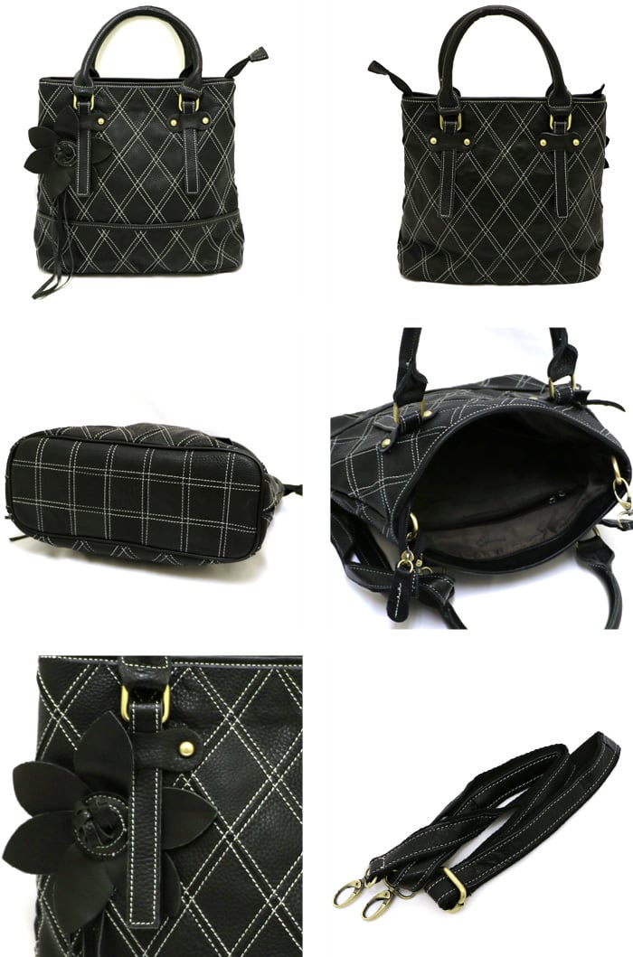 532【ﾊﾞｯｸﾞ】Estacion～エスタシオン～・本革花モチーフ2wayバッグ