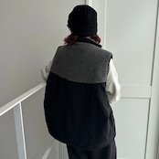 【受注予約:10月上旬入荷予定】ピーチボア切替中綿vest/ブラック