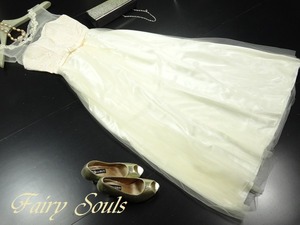 送料無料 未使用 発表会 舞台衣装 結婚式 フォ－マル 刺繍 チュール ウエディング ドレス 9号 M [OPN4170]