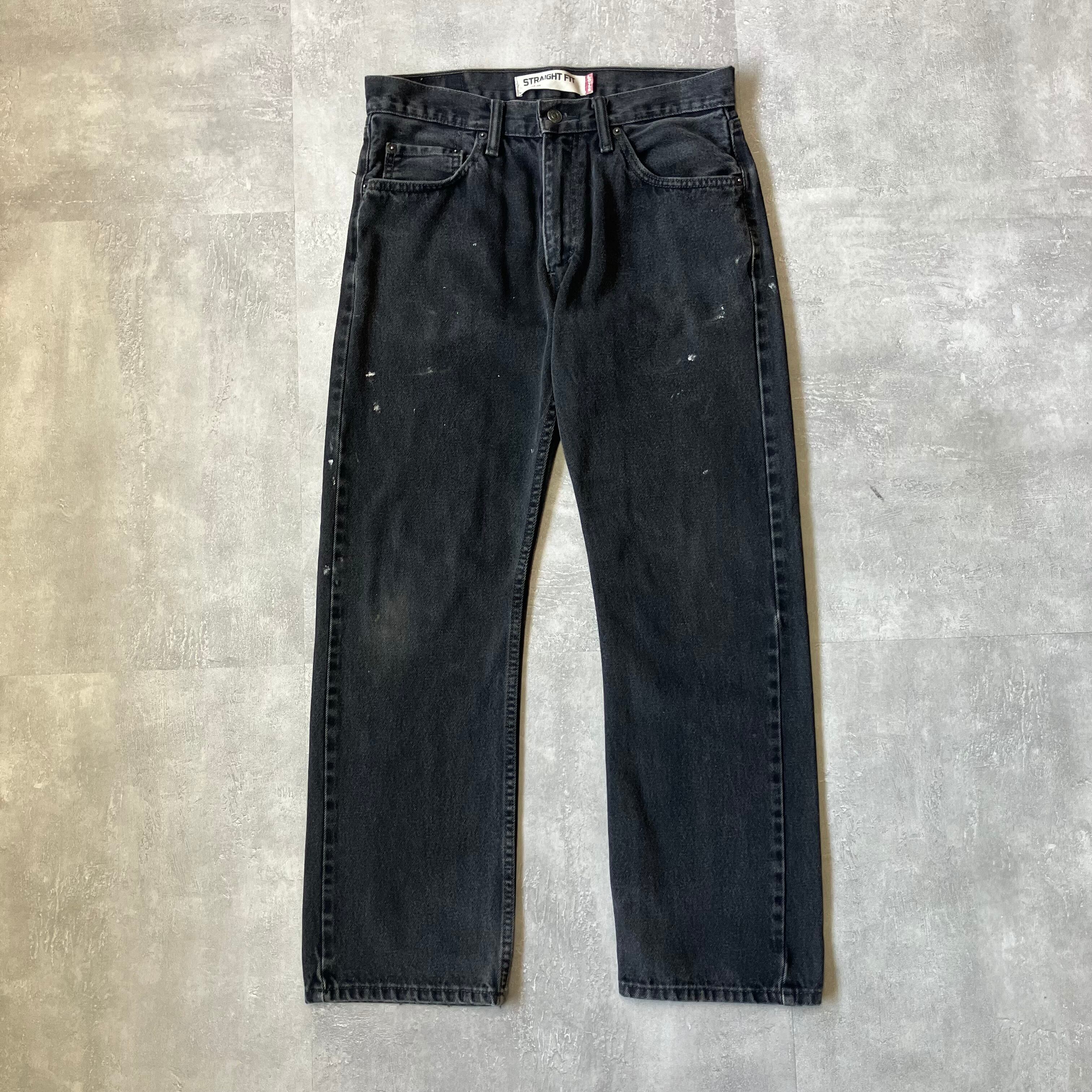 《実寸w32l29》Levi's リーバイス 505 ブラックデニム ペイント No.3443