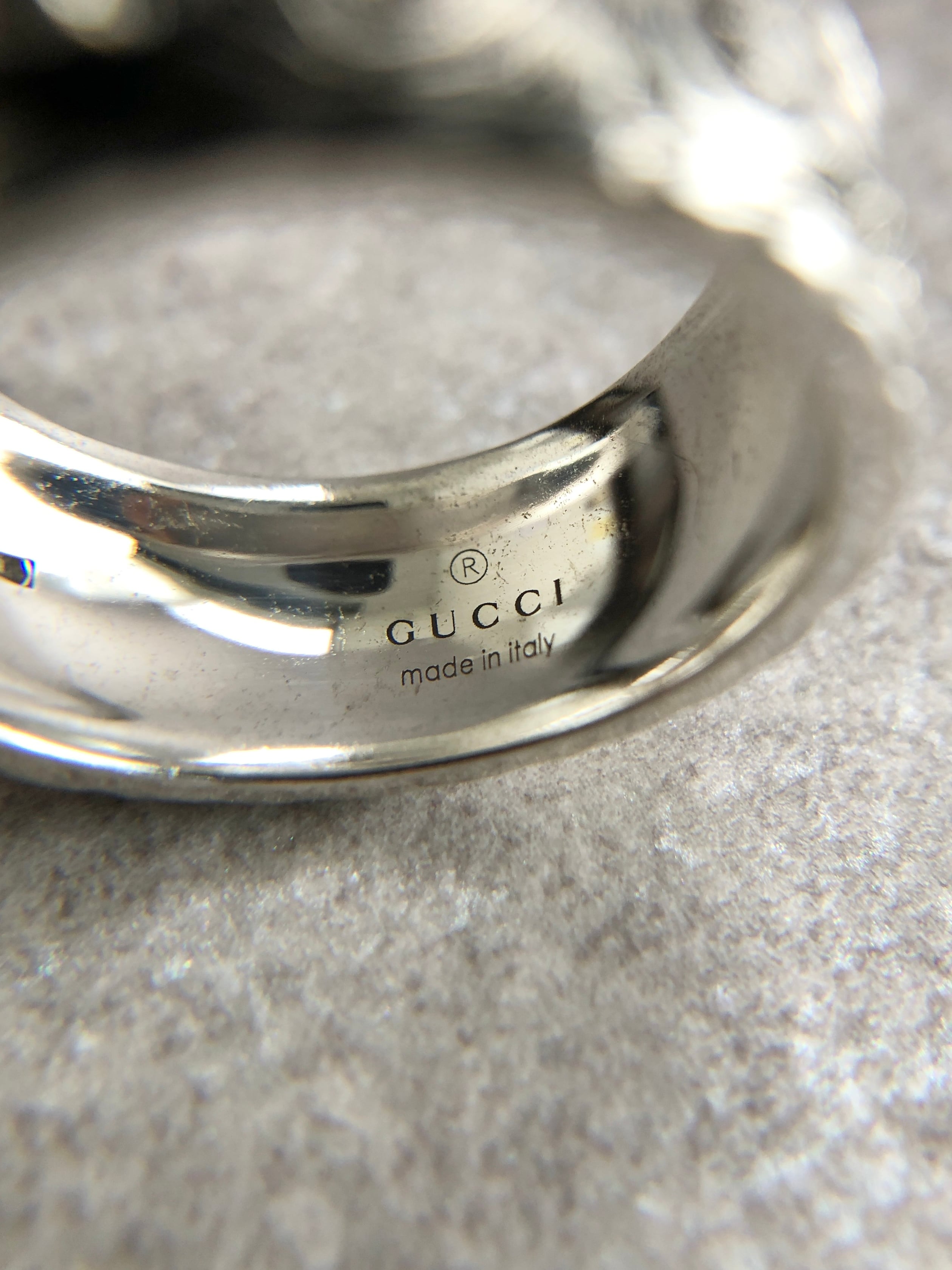GUCCI グッチ 指輪 シルバー 18号 アラベスク 925 キャットヘッド