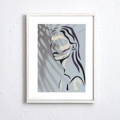 Komorebi and Me｜光と影で女性を描く静謐なミニマルアートポスター｜大人の空間を上質に彩る洗練デザイン｜A2ポスター