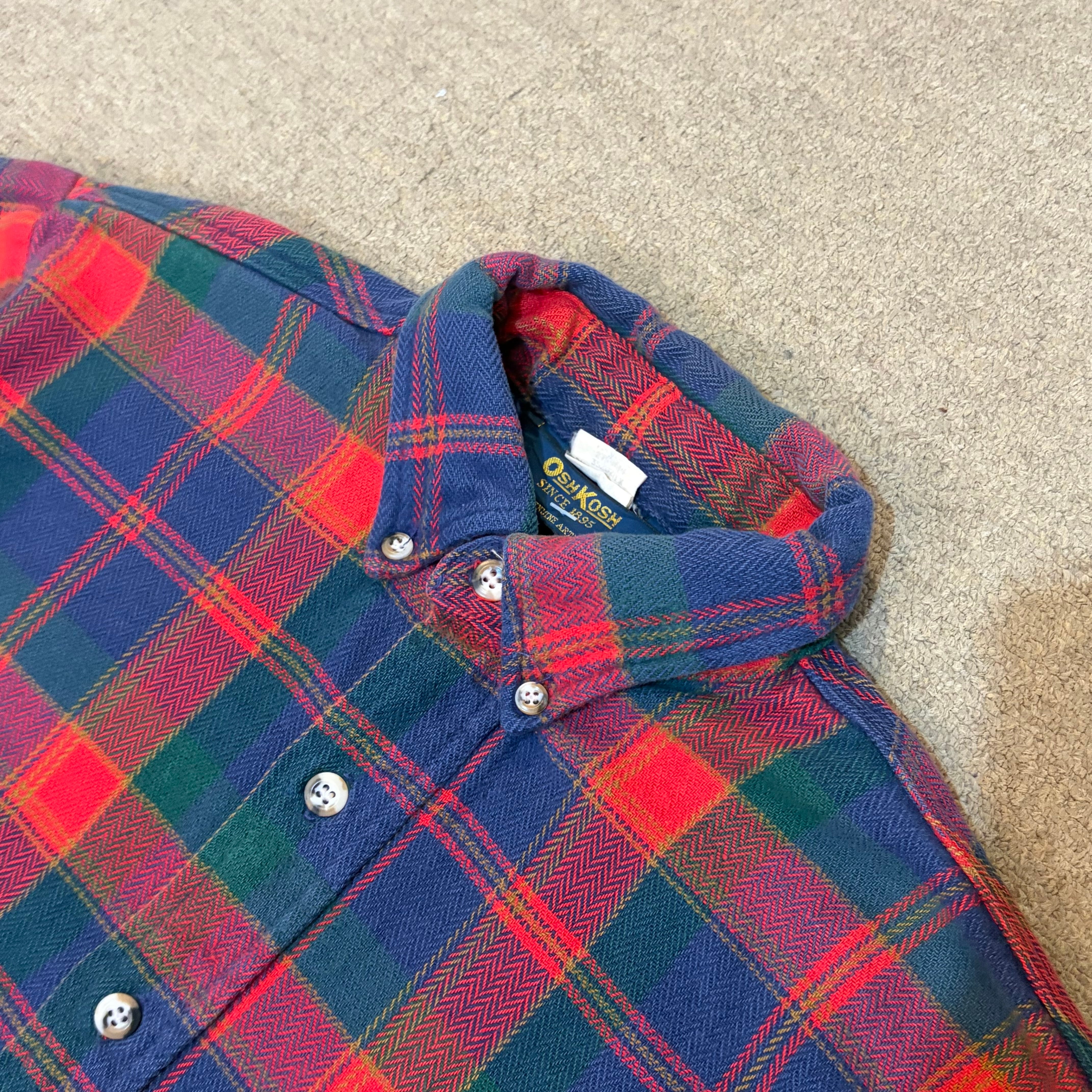 80s~90s OSHKOSH check design heavy flannel BD shirt | 仙台 古着屋