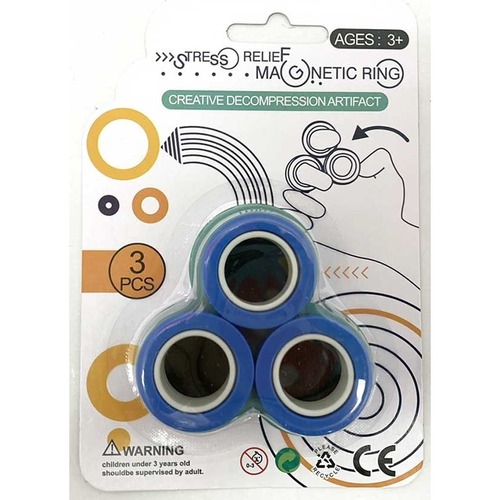 マグネティックリング 3個入 1パック ブルー  Stress Relief Magnetic Ring  3pieces