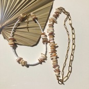 ［全2色］シェル × チェーン　マンテルネックレス［GSN022］