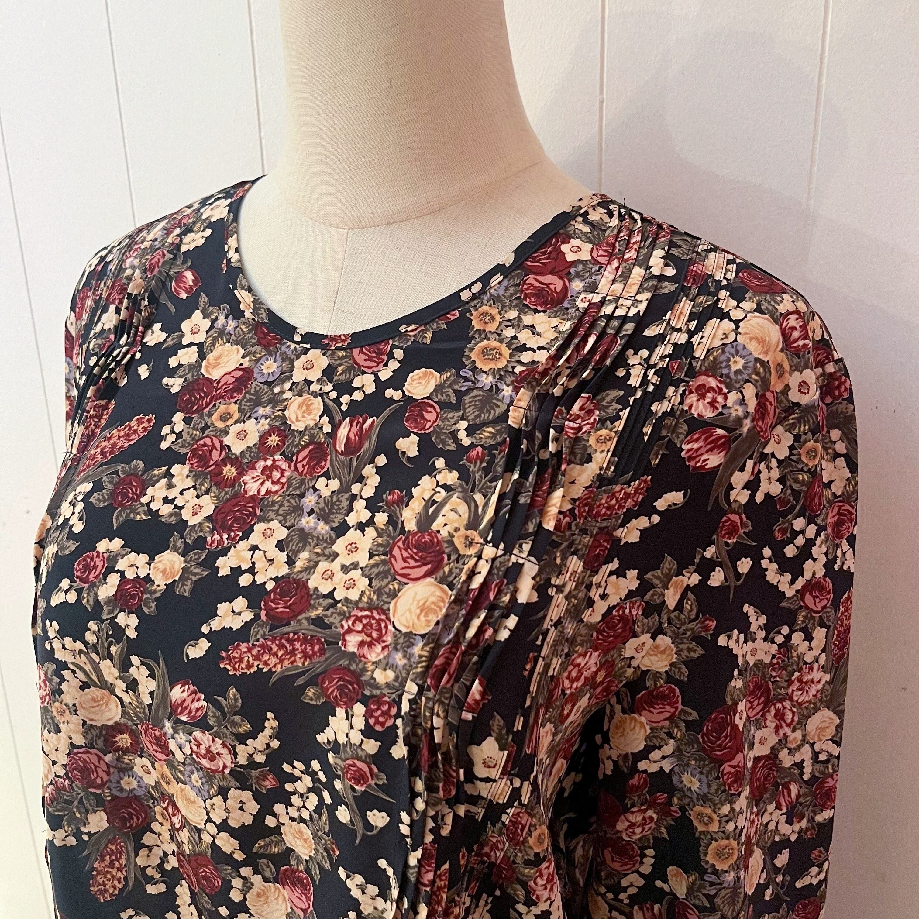 KETTY / rose flower pintuck blouse