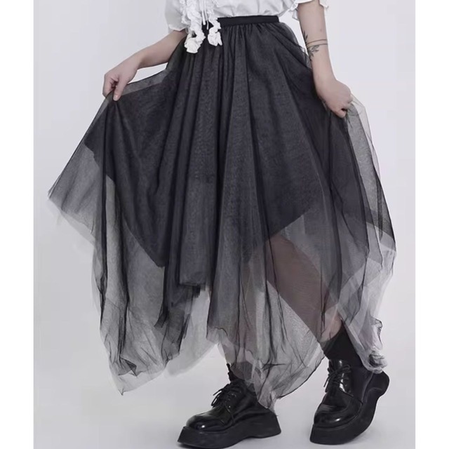 Asymmetric double layer skirt C0714