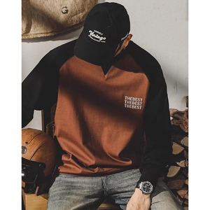 Bicolor crew neck long t-shirt 0216