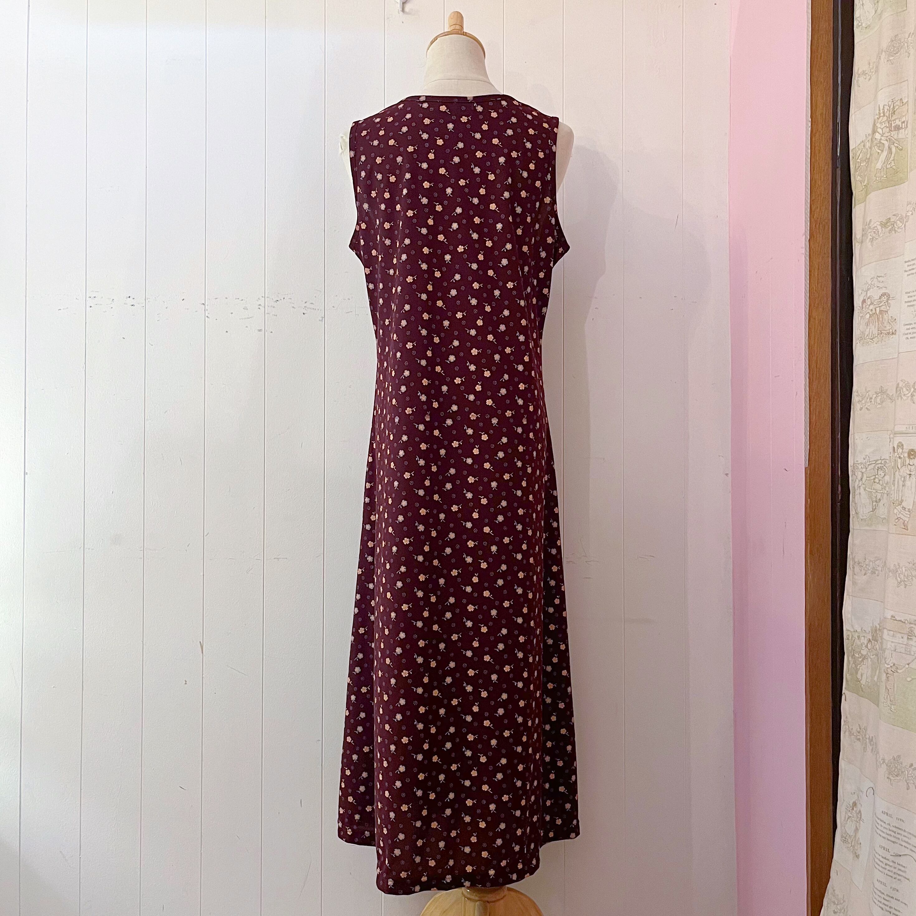 bordeaux flower sleeve less one-piece