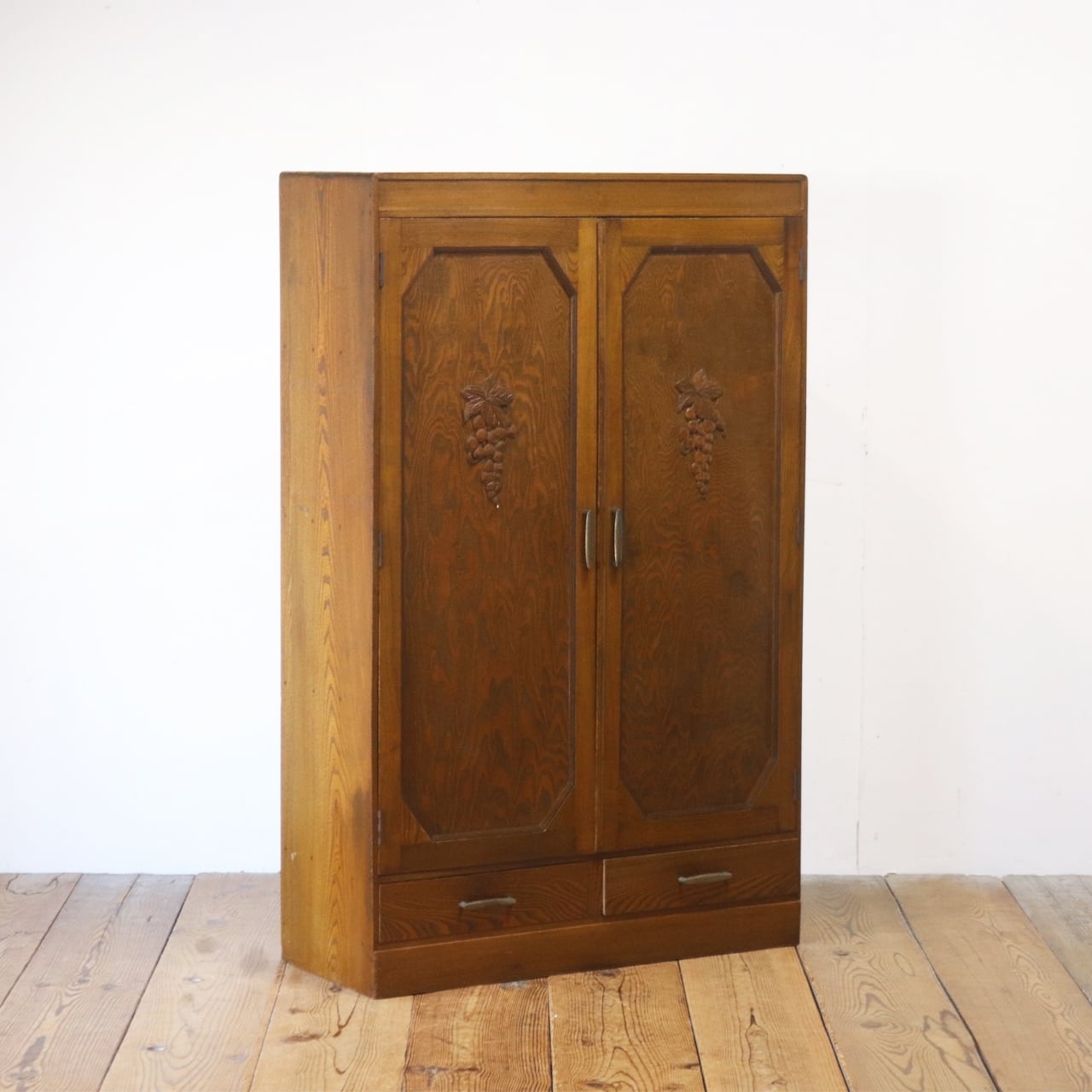 レトロ キャビネット 戸棚 本箱 収納 ラック 引き出し 抽斗 2杯 木製 クラシカル ヴィンテージ/PJK20117