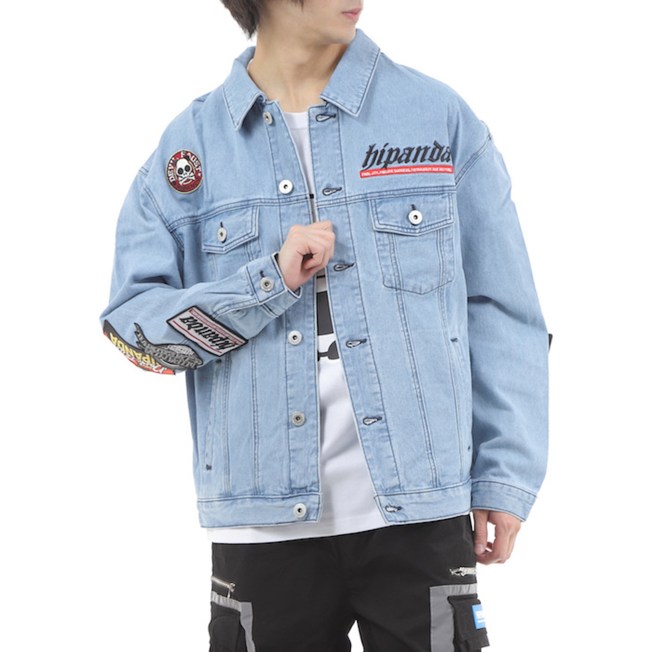 SALE 送料無料【HIPANDA ハイパンダ】メンズ デニムジャケット MEN'S DENIM JACKET / BLUE・BLACK