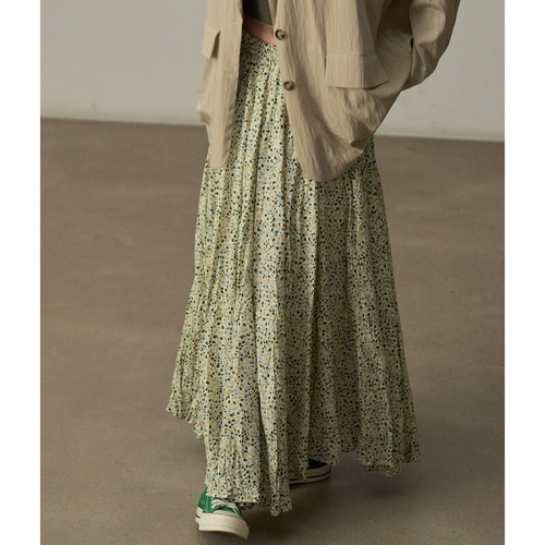 leaf print long skirt　10899