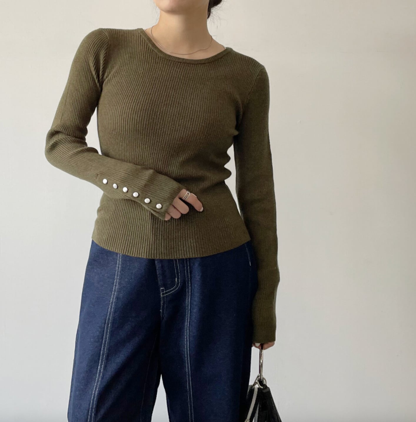 ナンバーミーTOKYO"CREW KNECK KNIT PULLOVER"KHAKI