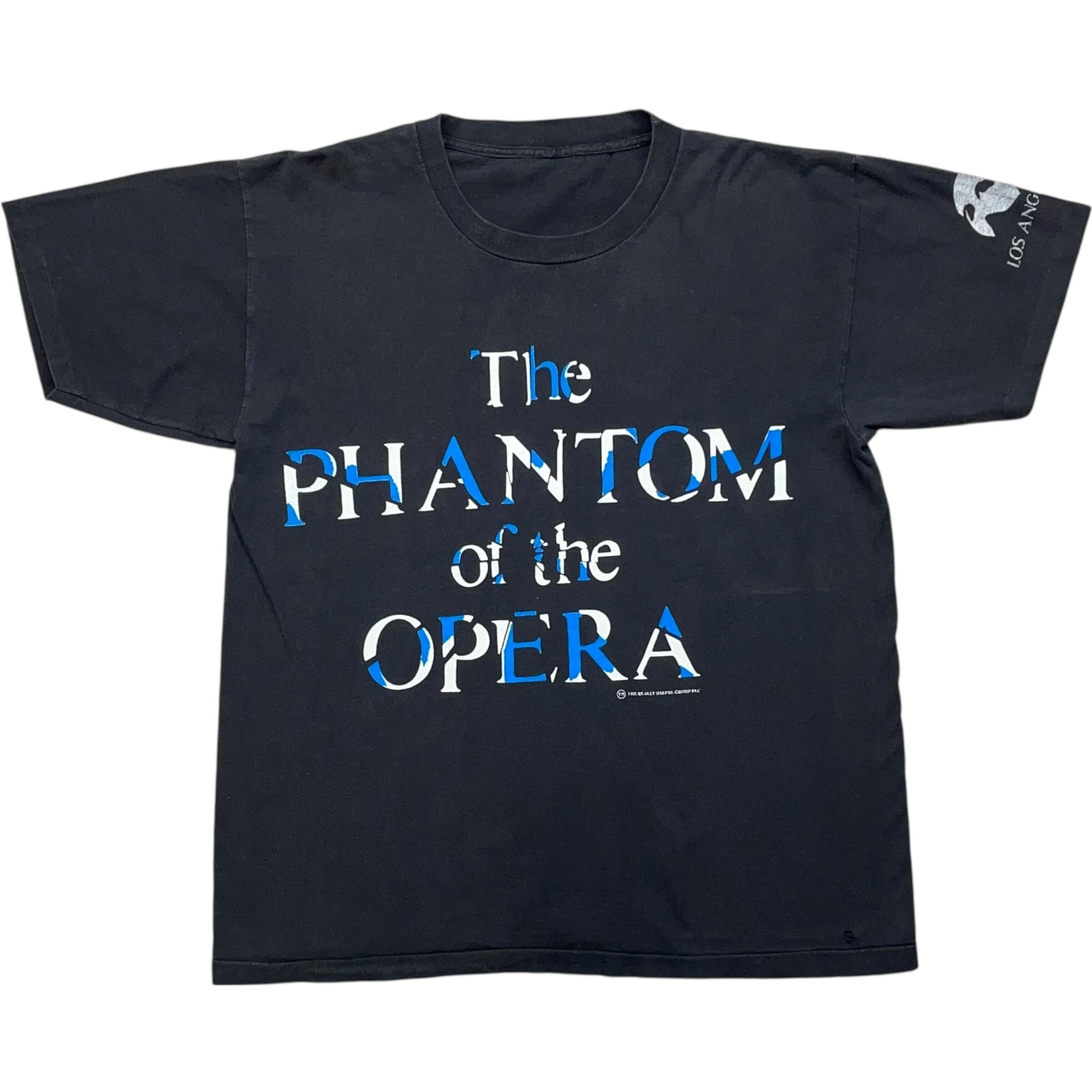 《XL》unknown Tシャツ オペラ座の怪人 フロントプリント 袖プリント ブラック シングルステッチ 90年代 vintage no.8512