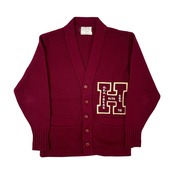 AMERICAN Sports Center レタードニットカーディガン 36/ワインレッド/vintage/50s 60s