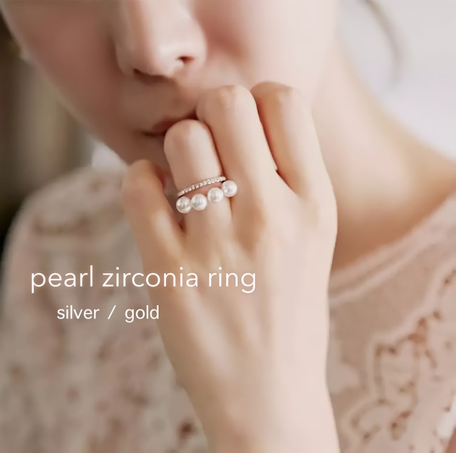 即納 pearl zirconia ring