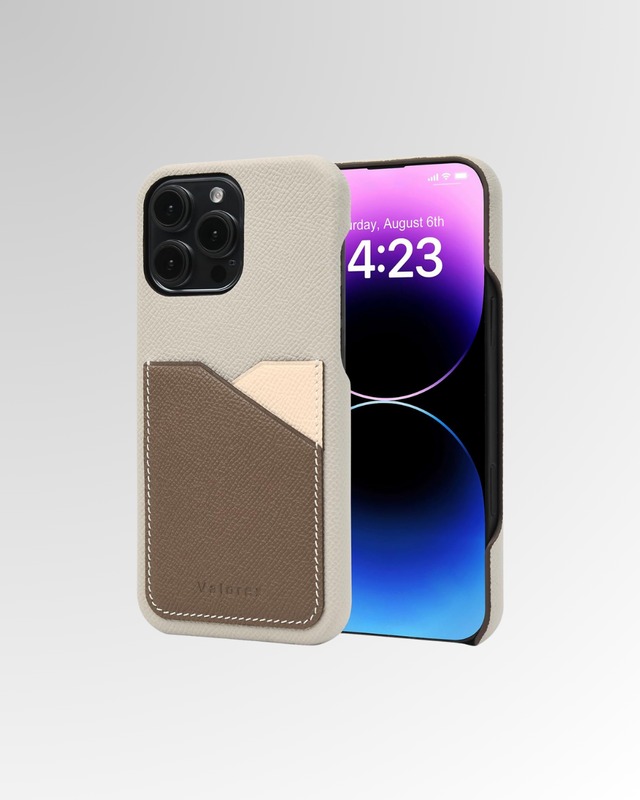 【iPhone16シリーズ】バックカバー型ケース　エプソン　アイボリー×エトープ×クリーム