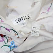 フォークダンス 衣装 LOUIS ルイス トップス ブラウス ホワイト系 花 花柄 刺繍 カラフル チロリアン 白 青 赤 紫 緑 かわいい 明るい ボタン 襟 ダンス衣装 イベント 練習 レッスン ブルー系 ピンク系 レッド系 グリーン系 パープル系