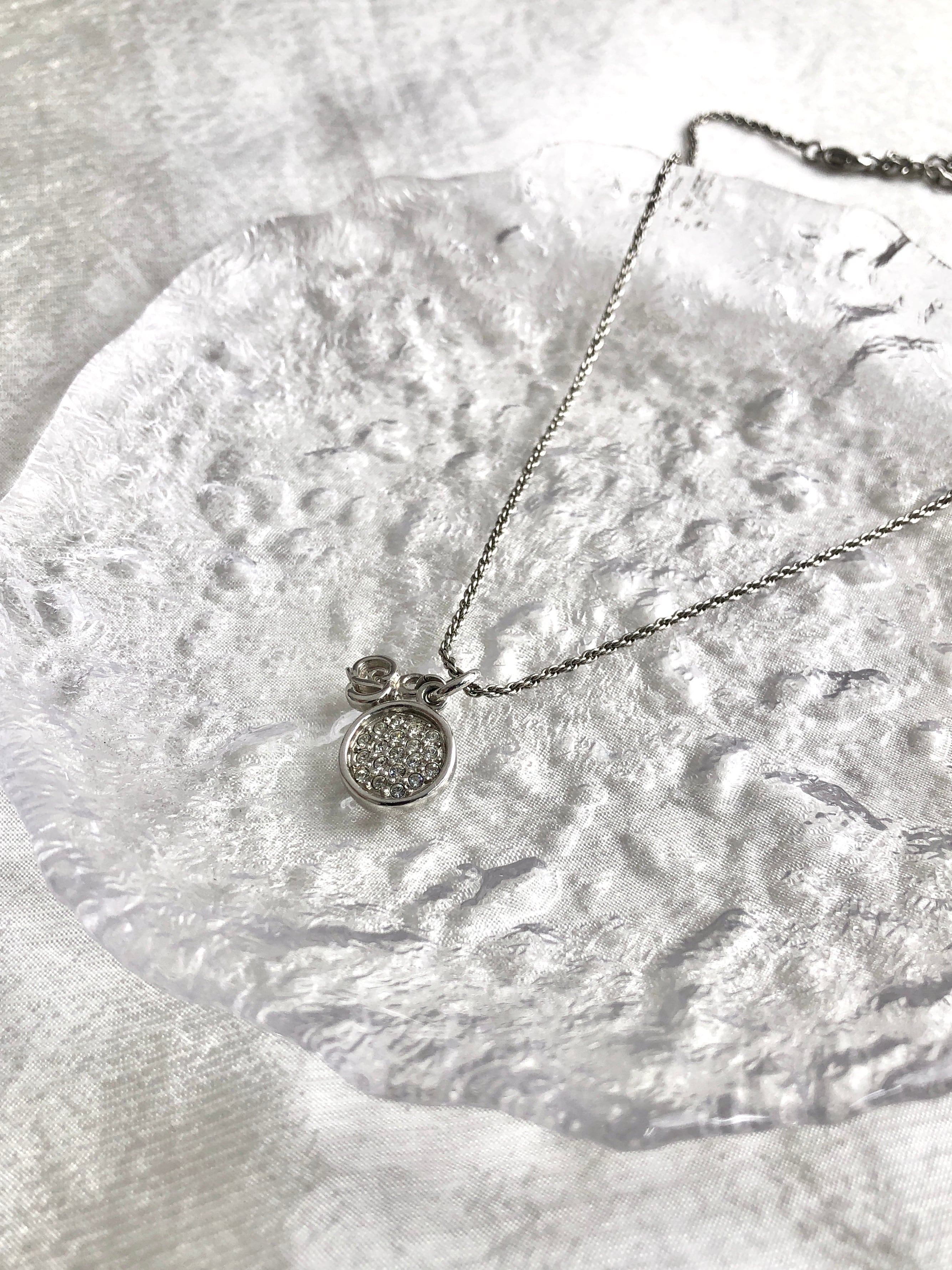 Christian Dior クリスチャン ディオール ネックレス シルバー CDロゴ ラウンドストーン vintage ヴィンテージ オールド f585fn
