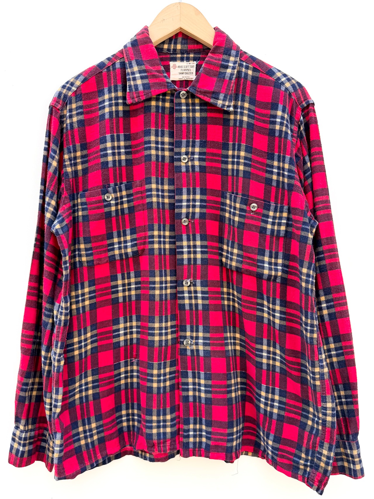 60s UNKNOWN PRINT FLANNEL SHIRT MADE IN USA Size M
