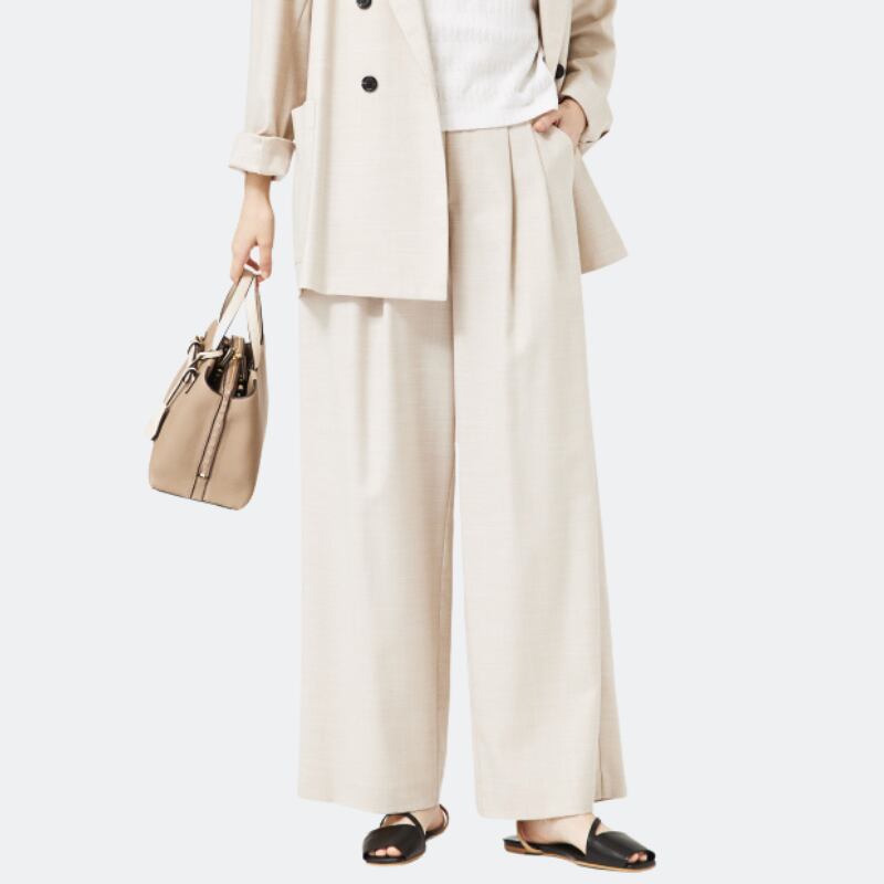 【 abahouse 】メランジ調ストレートパンツ/リネンライクタックストレートパンツ