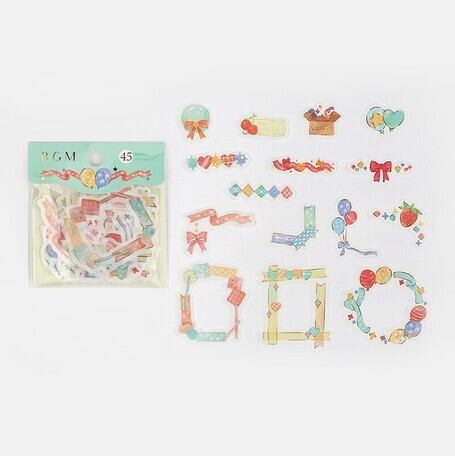 【廃番】BGM 箔押し カラフルパーティ フレークシール BG20