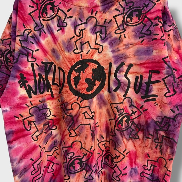 90s USA WORLDISSUE タイダイTシャツ アートTシャツ 総柄 M