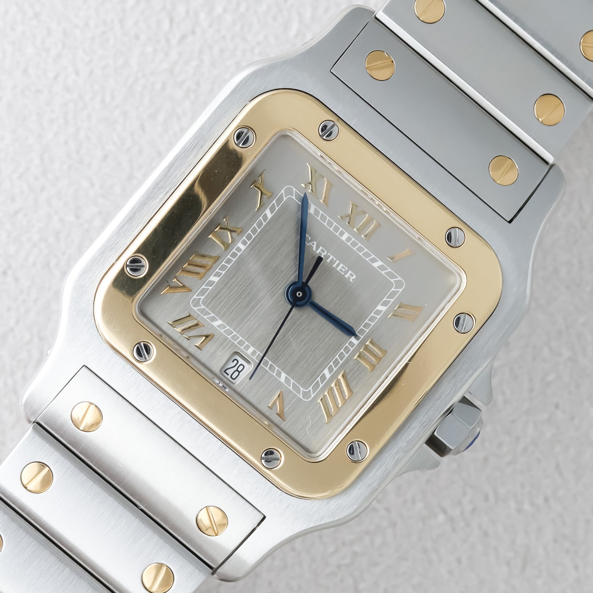 アガット☆ Cartier カルティエ サントスガルベ クオーツ LM カルティエ サントスガルべ LM クオーツ コンビ グレー文字盤 | Ante