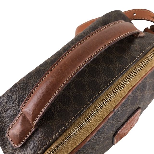 CELINE セリーヌ マカダム ショルダーバッグ ブラウン ブラゾン型押し PVCレザー 2WAY vintage ヴィンテージ オールド 8rtyi2