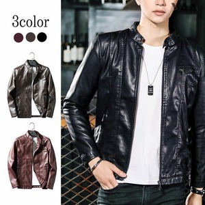 レザージャケット ライダースジャケット メンズ PUレザー ブルゾン ジャケット 春秋 4829