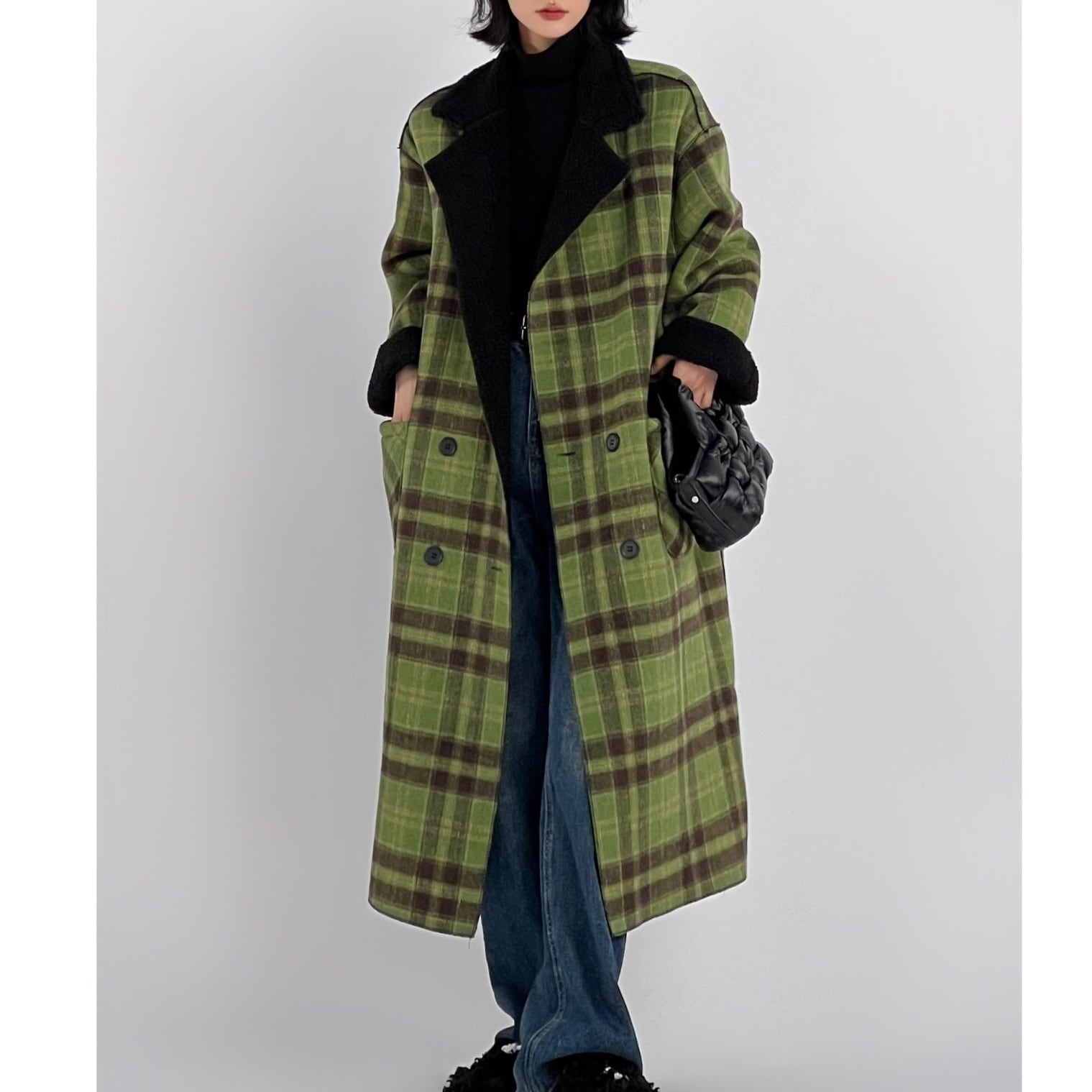 Reversible check coat*S-353