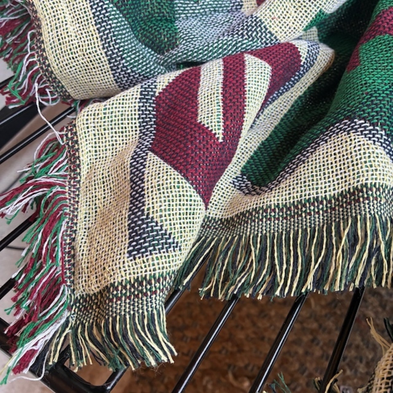 TOPANGA Homefurnishing Tribal throwket 　トライバルスローケット　130×180cm　K　グリーン　レッド　ソファカバー　ベッドカバー　ブランケット　カーテン