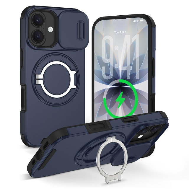 AANNIBER iPhone 17 ケース【耐衝撃・高性能Magsafe対応】iPhone17用ケース マグネット搭載 衝撃吸収 頑丈 黄変防止 アイフォン17 ワイヤレス充電 レンズ保護カバー 調整可能 いphone17 指紋防止 ネイビー