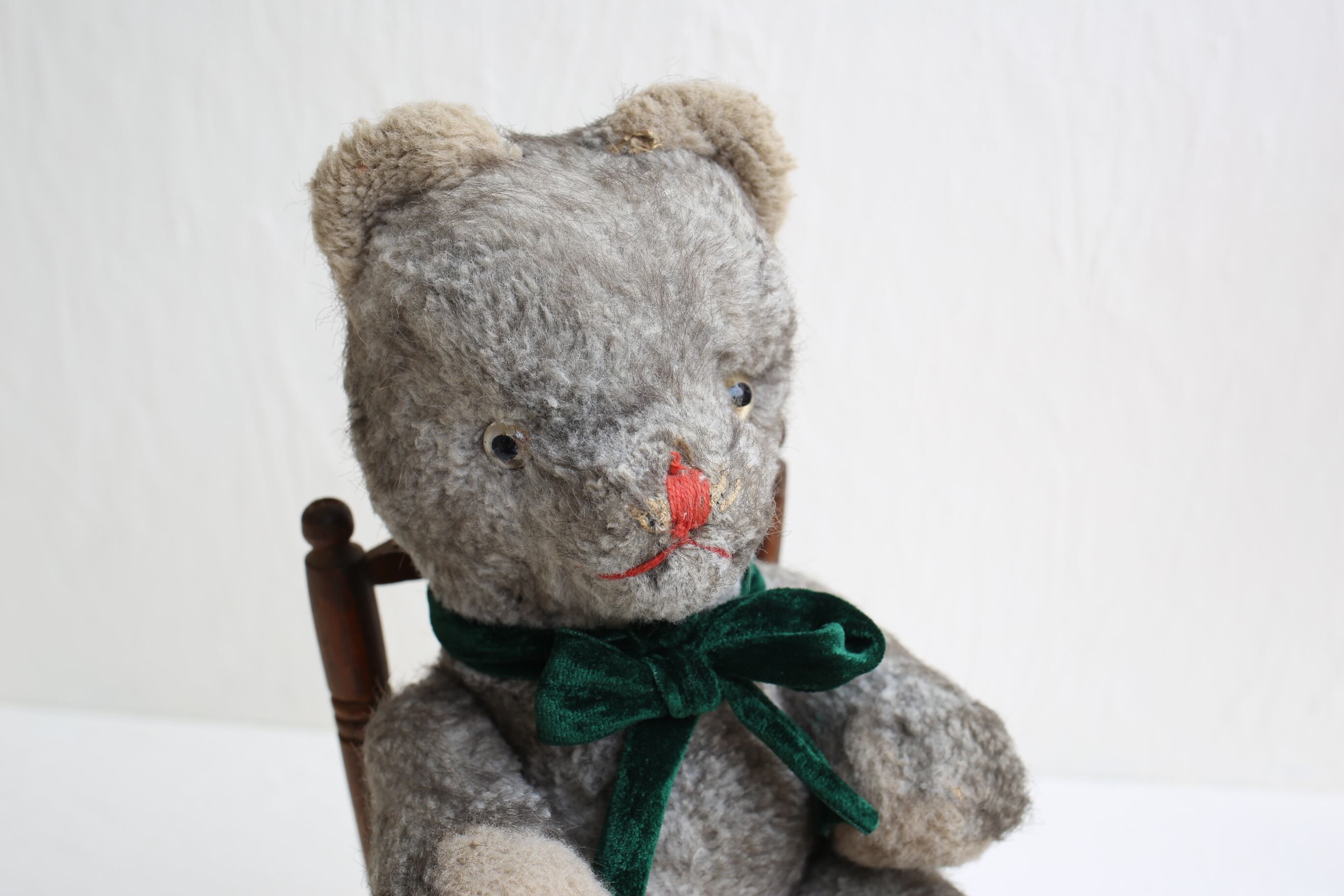 フランス アンティーク ヴィンテージ テディベア グレー N-02476