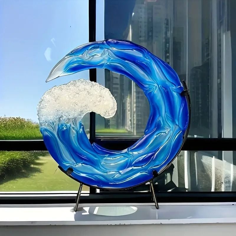 パワーストーン オーブ インテリア 置き物 オブジェ ブルー オブジェ 波 海 オーシャン ウェーブ おしゃれ かわいい インテリア