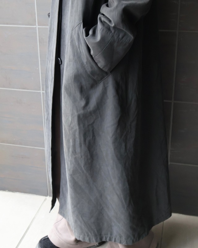 super long fly front collar coat