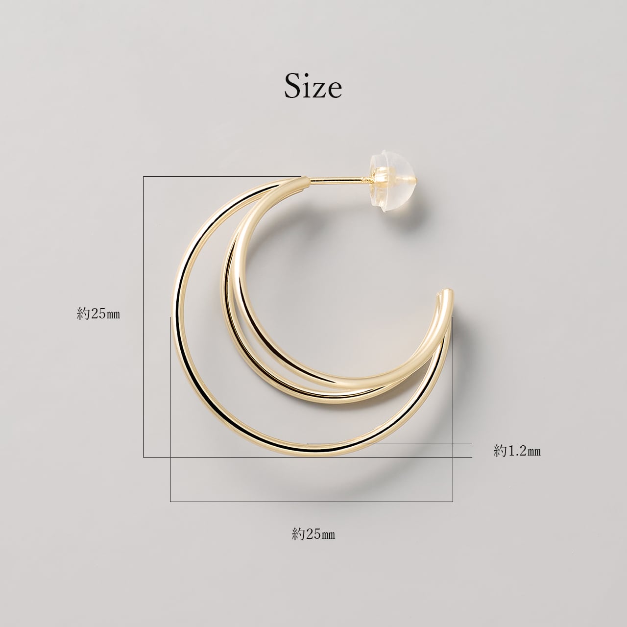 K18ピアス3セット（スタッド・フープ） K18イエローゴールド 3連フープ スタッドピアス【MKY0082P1