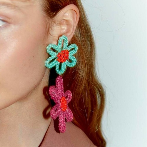 Colorful Crochet Flower Earrings  I25166