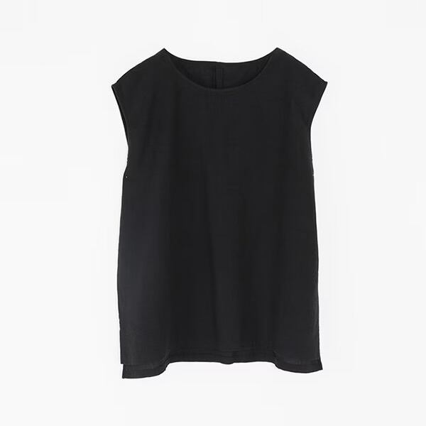 evam eva ｜water linen sleeveless (white, black） | robin ASO