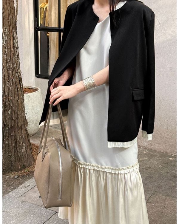 Bicolor Vneck Dress | Leonie