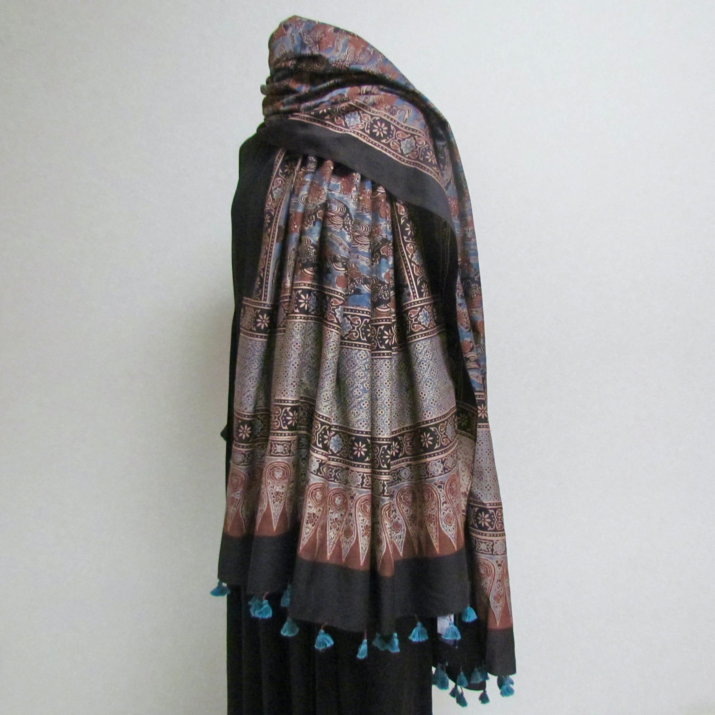 アジュラック 天然染 艶コットン 大判ショール