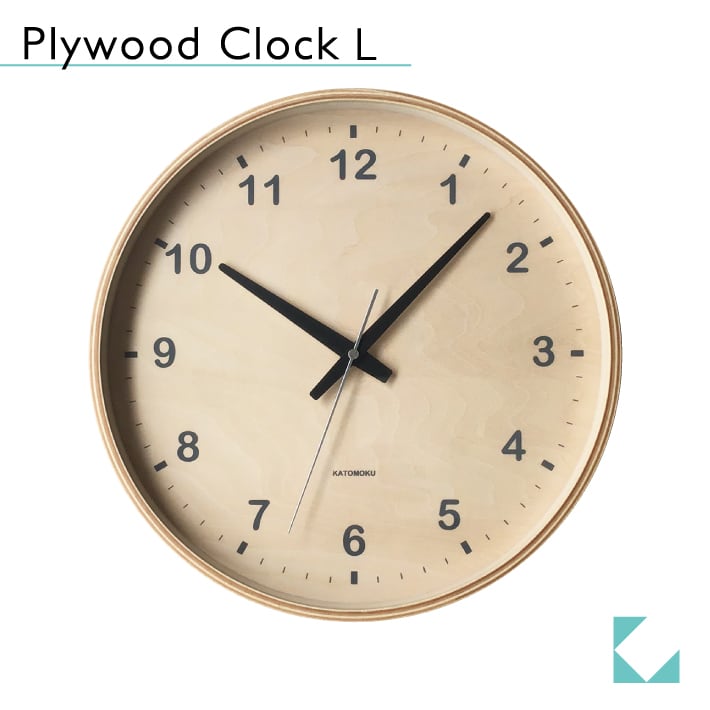 KATOMOKU plywood clock シナ文字盤 km-34L | 加藤木工株式会社 online