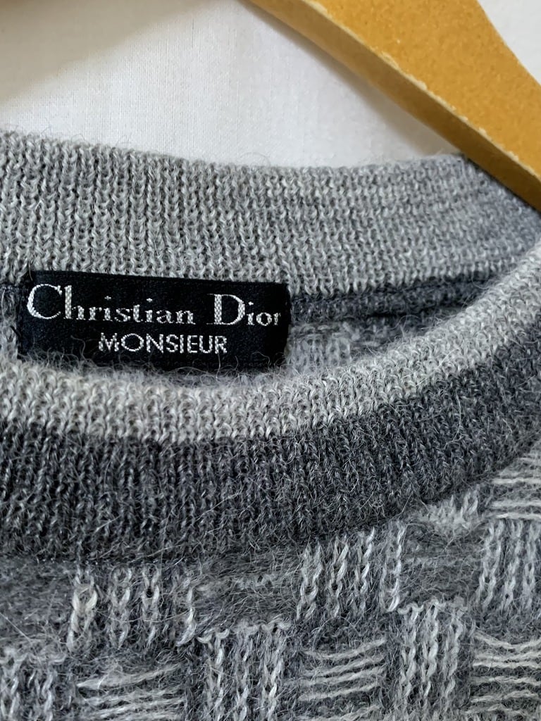 1980~90's Monotone Knitting Design Crew Neck Sweater "Christian Dior"