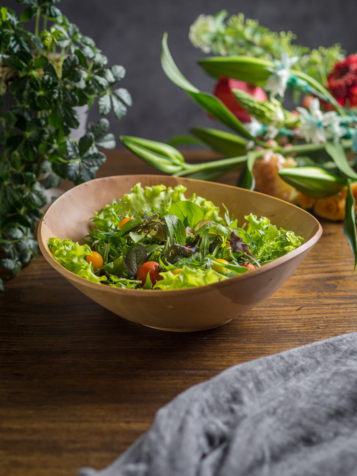 ソメイヨシノ材 サラダボウル L 2（ウッドボウル・木製ボウル