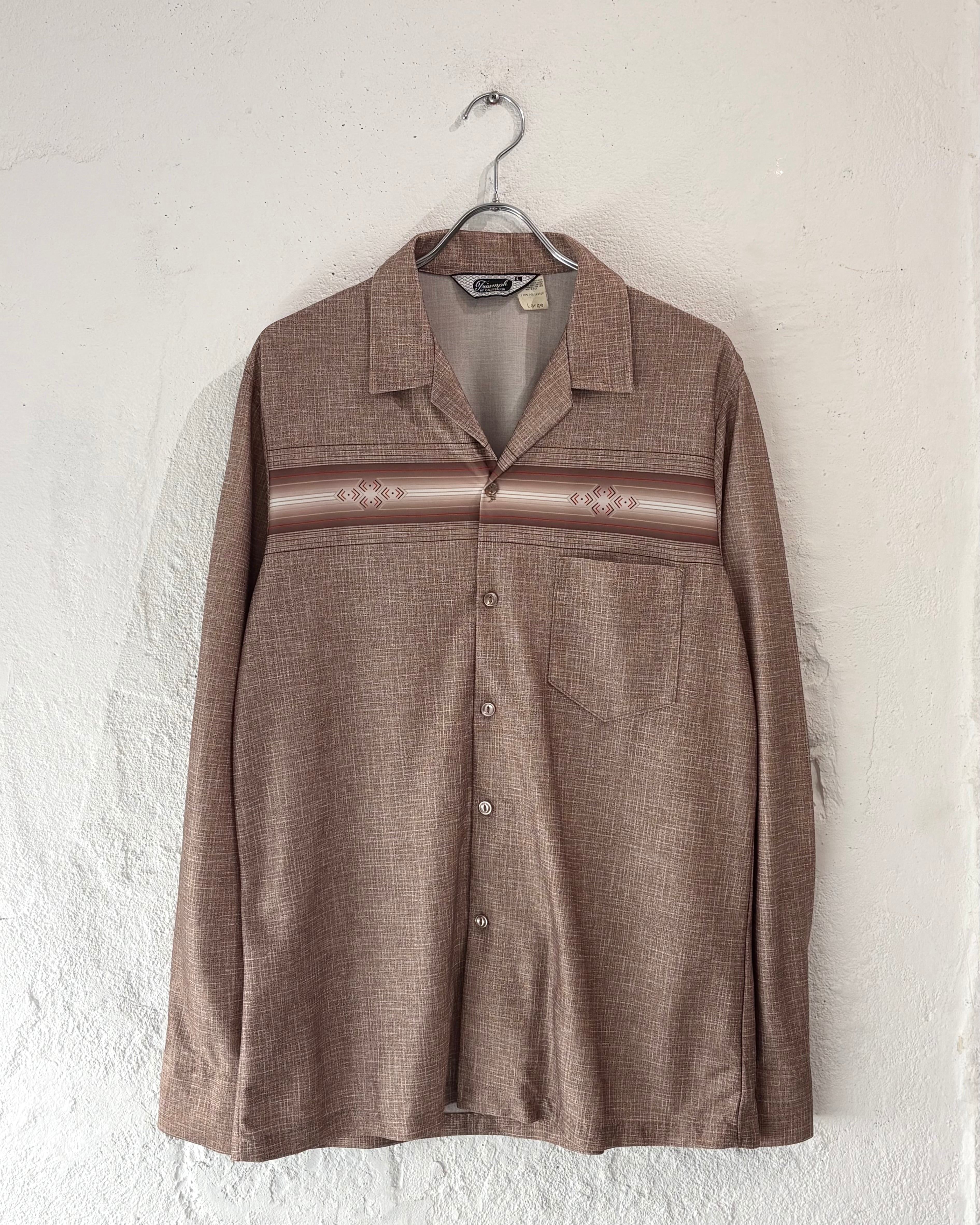 70s Triumoh of California Print Design Open Collar Jersey Shirt USA製