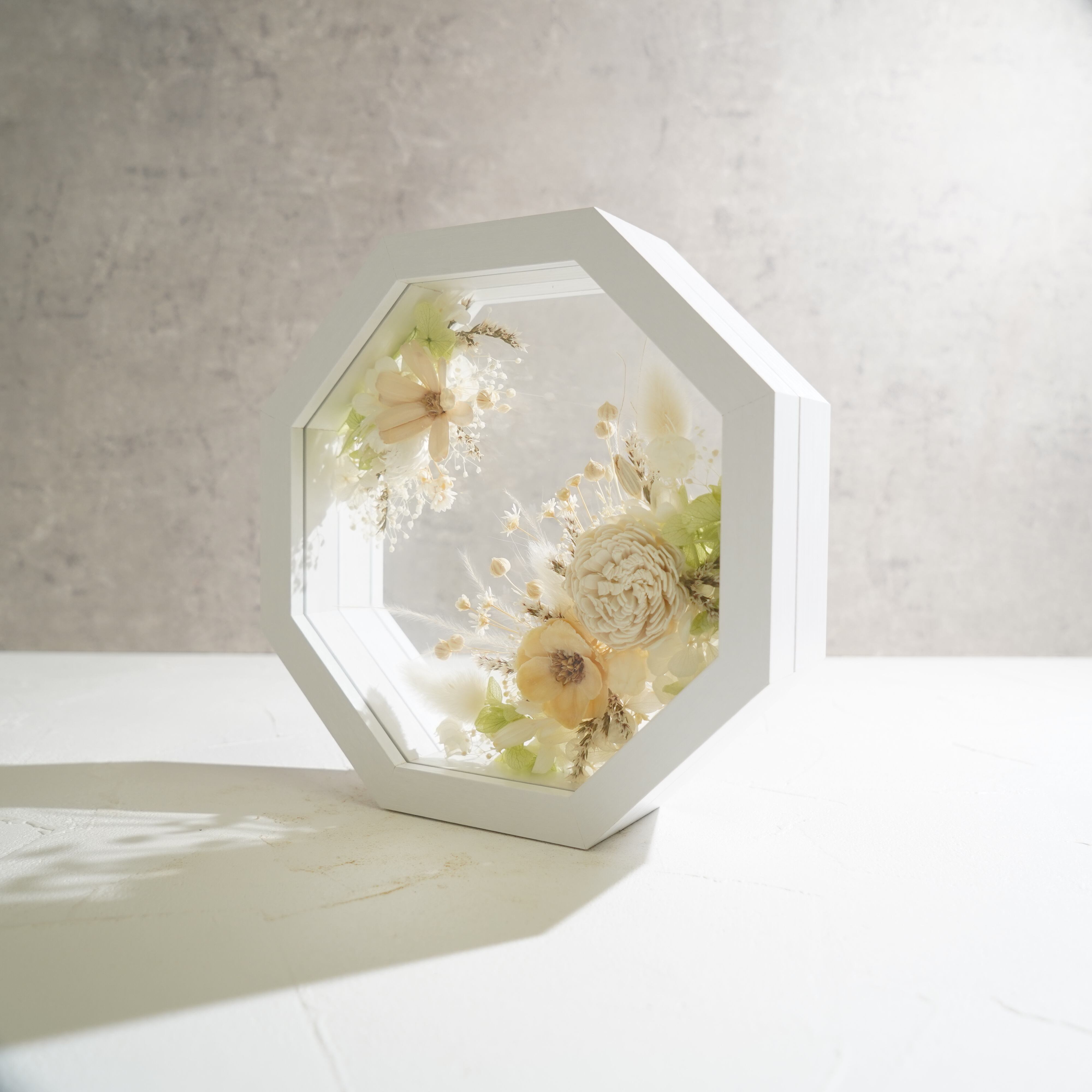 【ホワイト】フレームフラワー 八角形 アートタイプ FO-69≪限定1点≫