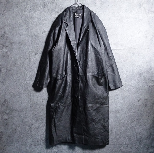 Black long leather coat